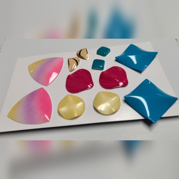 Colorful Geometric Earring Set - Picture 6 of 14